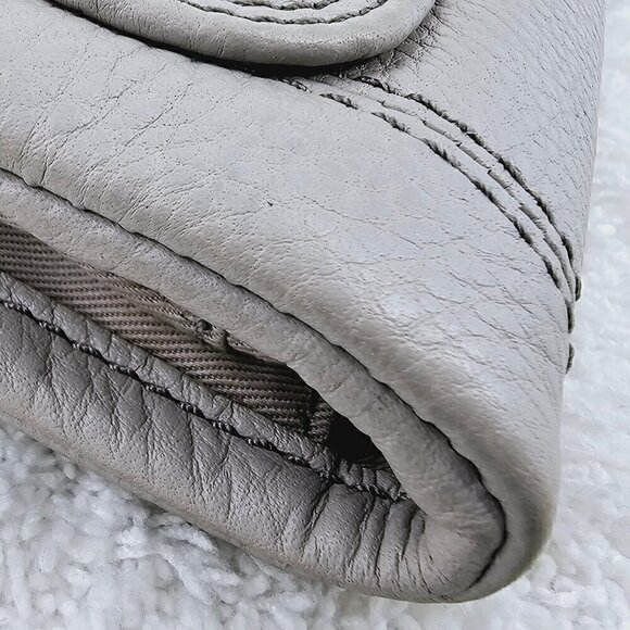 FOSSIL Greige Pebble Leather Medium Flap Bi-Fold Wallet Clutch Organizer - Picture 6 of 11